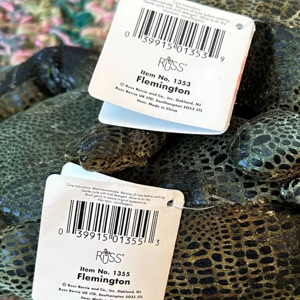 Pair of Russ Berrie Earth Zone Zonies Flemington Bean Bag Frogs with Tags - Picture 8 of 13